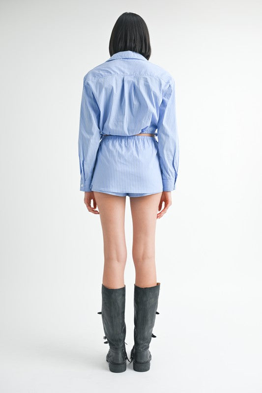 DRAWSTRING MINI SKORT WITH BUTTONS