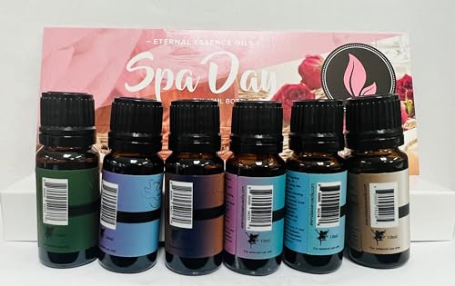 Eternal Essence Oils Spa Day Set of 6 Premium Fragrance Oils - Lavender Breeze, Sweet Rain, Coconut Sandalwood, Black Fig & Honey, Patchouli Saffron and Spa - for Candle, Soap Making, & More