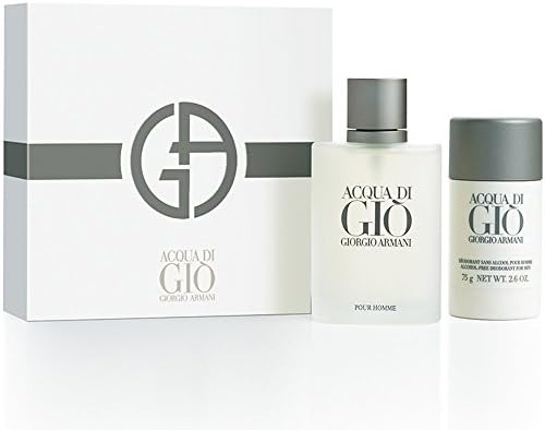 Acqua di Gio by Giorgio Armani for Men 2 Piece Set Includes: 3.4 oz Eau de Toilette Spray + 2.6 oz Deodorant Stick (Alcohol-Free)