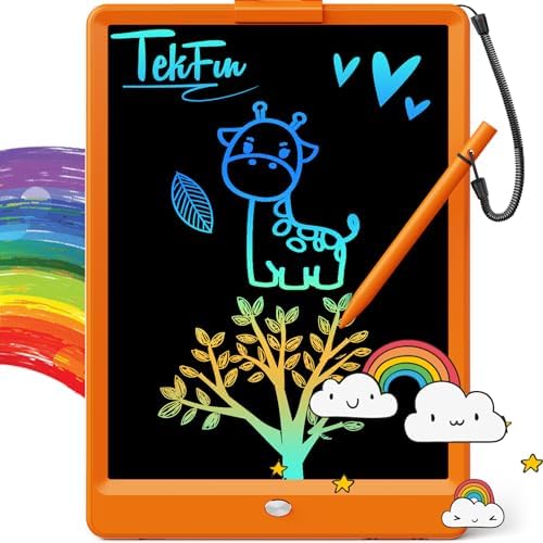 TEKFUN LCD Writing Tablet Doodle Board, 10inch Colorful Drawing Tablet Writing Pad, Kids Travel Essentials, Toddler Toys for 3 4 5 6 7 8 Year Old Girls Boys (Blue)