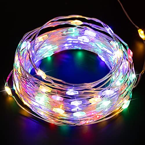 Minetom Fairy Lights Plug in, 33Ft 100 LEDs Waterproof Silver Wire Firefly Lights, Adaptor Included, Starry String Lights for Wedding Indoor Outdoor Christmas Patio Garden Decoration, Warm White