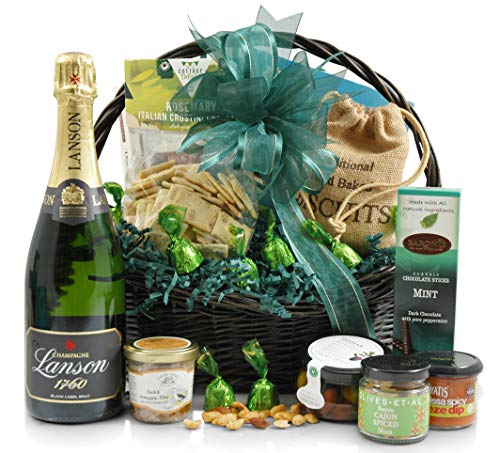 Lanson Champagne & Gourmet Food Hamper Gift Basket - Ideal for Birthday Wedding Anniversary and Corporate Present